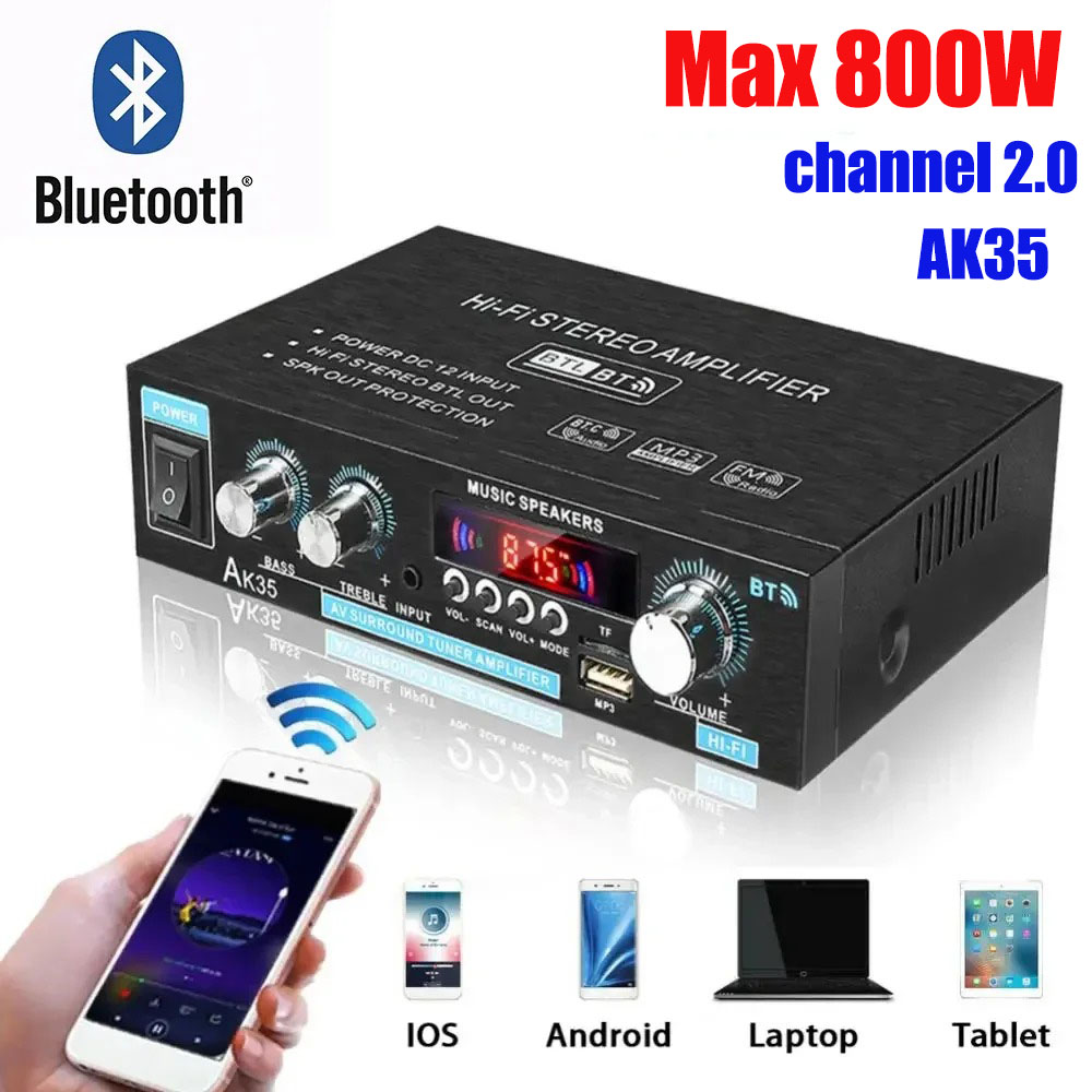 Home Cinema Audio System - HiFi Digital AK35 Bluetooth Amplifiers MP3
