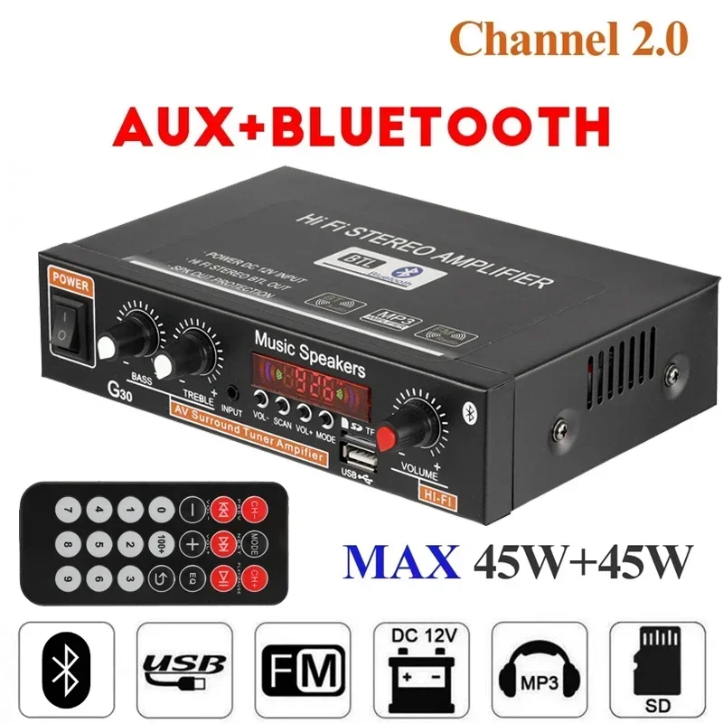 Home Cinema Audio System - G30 Audio Amplifier 45Wx2 Channel 2.0