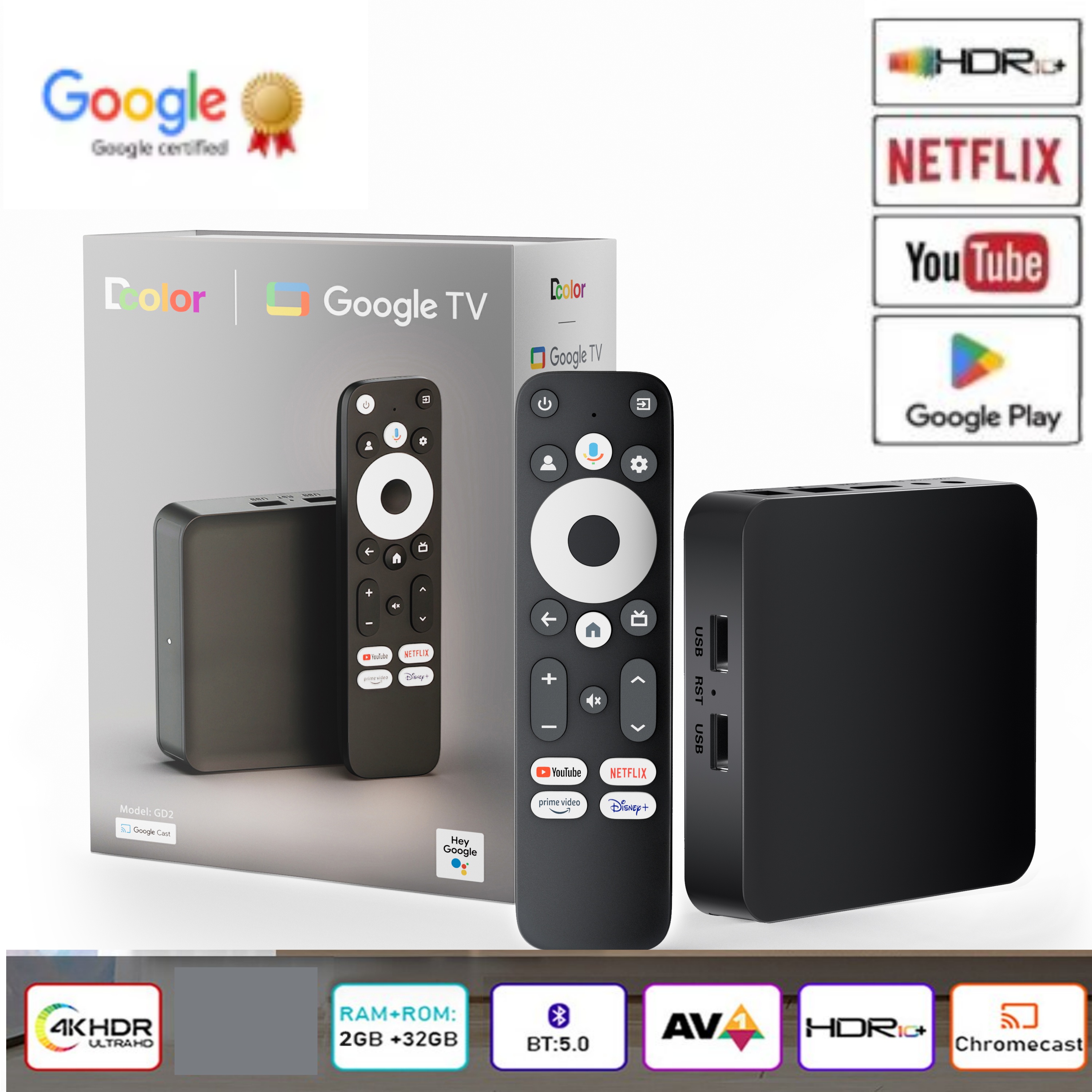 Home Cinema Google - Dcolor GD2 4K Smart Android 12