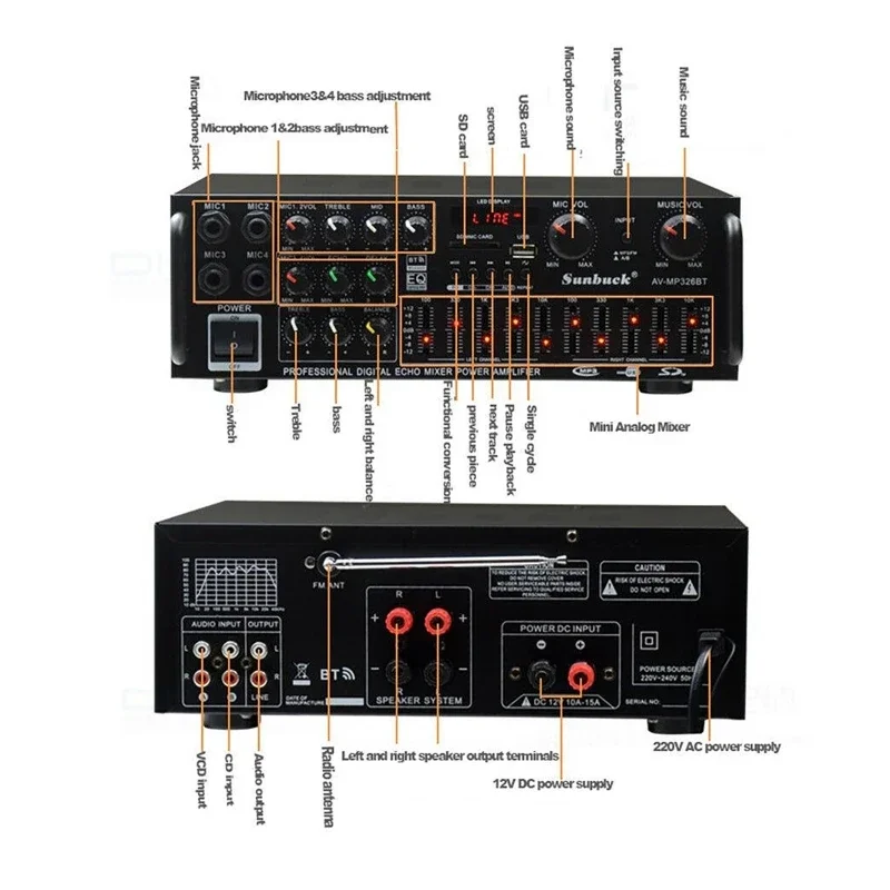 2000W bluetooth Audio Power Am - огляд і ціна Home Cinema Receiver