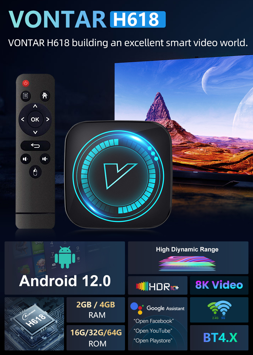 VONTAR H618 Smart TV Box Andro - огляд і ціна Home Cinema Google